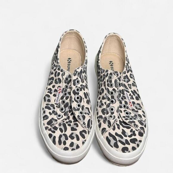 Superga leopard print canvas trainers preppy sneakers size 6.5 - Picture 2 of 7